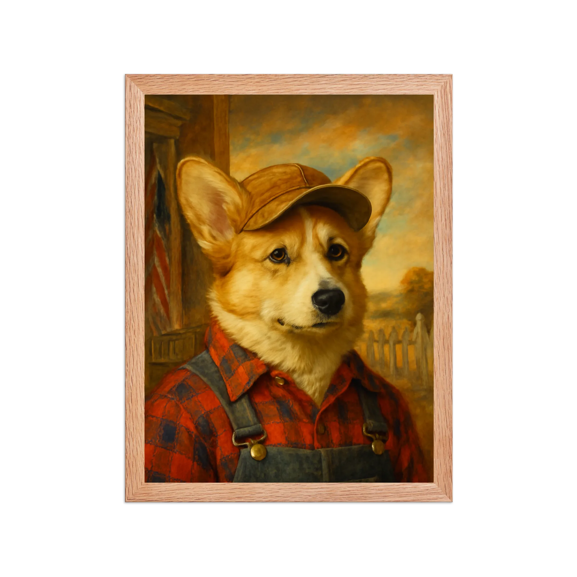 Custom pet portrait in Norman Rockwell style - Saturday Evening Post warm Americana illustration