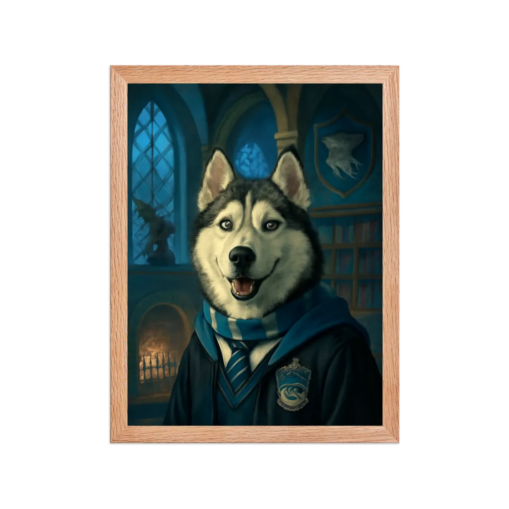 Custom pet portrait in Ravenclaw style - Harry Potter Ravenclaw student portrait