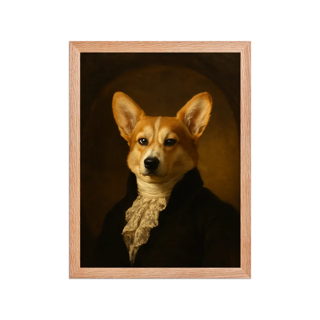 Custom pet portrait in The General style - Federal-era classical oil portrait (18th century)