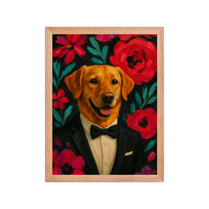 🌸Bloom & Bow — Custom Pet Portrait in Tuxedo, Premium Matte Horizontal Framed Poster | Instant Design Preview, Ships in 48h