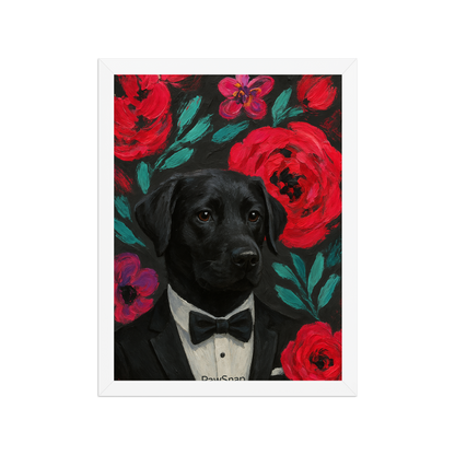 🌸Bloom & Bow — Custom Pet Portrait in Tuxedo, Premium Matte Horizontal Framed Poster | Instant Design Preview, Ships in 48h
