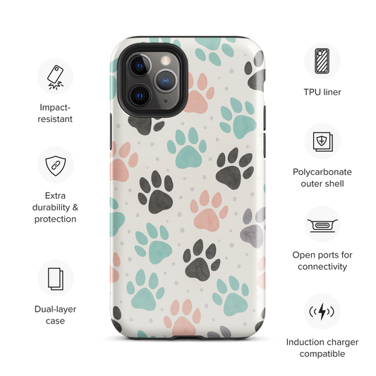 🐾 PawPrint Mosaic™ Custom Case – Personalized Cat Paw, Dual-Layer Protection