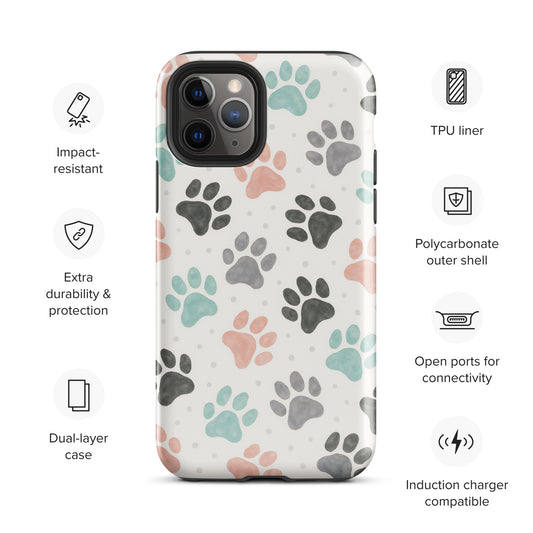 🐾 PawPrint Mosaic™ Custom Case – Personalized Dog Paw, Dual-Layer Protection
